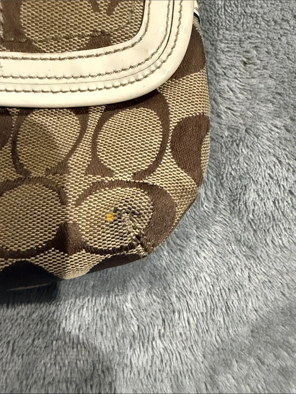 Coach Brown Signature Canvas Wristlet with Cream Trim and Gold Hardware